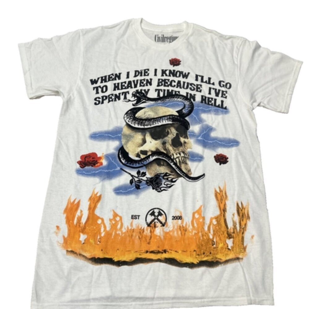 CIVIL REGIME MEDIUM NO REGRETS V2 T-SHIRT WHEN I DIE... SKULL WITH SNAKE